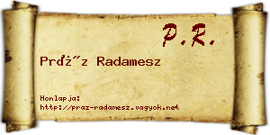 Práz Radamesz névjegykártya